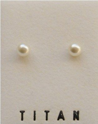 Titanohrstecker mit Perle, 4mm