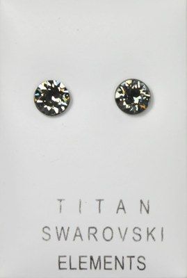 Titanohrstecker mit Swarovski Elements Chaton, black diamond