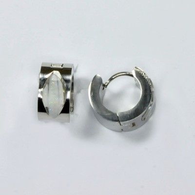 Edelstahlcreolen mit Einlage wei , : ca. 13mm, B: ca. 7mm