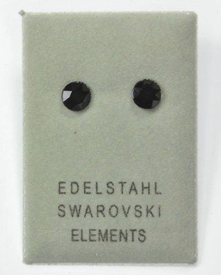 Edelstahlohrstecker mit Swarovski Elements, Chaton, jet
