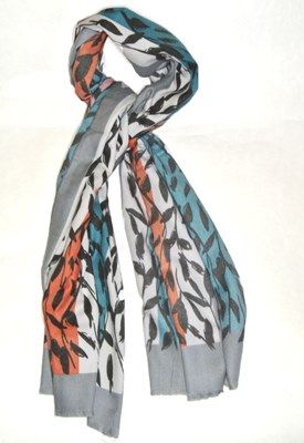 XL Schal mit Ranken, grau/farbmix
