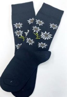 Trachtensocken, Made in Italy, Edelwei, dunkelblau