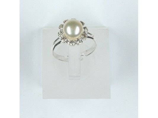 Zuchtperle-Ring mit Perle und Strass