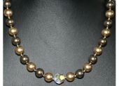 Perlenkette Braun-Bronze/Kristall-AB