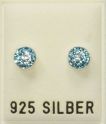 Ohrstecker Halbkugel, aqua/kristall,  ca.6mm