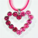 2-reihige Velourkette mit Strassherz, fuchsia-rose