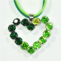 2-reihige Velourkette mit Strassherz, emerald-peridot