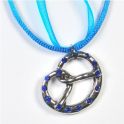 Kordelkette mit Seidenband, mittelblau