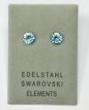 Edelstahlohrstecker mit Swarovski Elements, Chaton, aquamarine