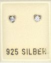 Ohrstecker rhodiniert, mit Zirkonia/kristall,  ca.4,5 mm