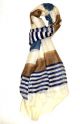 XL Schal mit Streifen, beige-braun-blau
