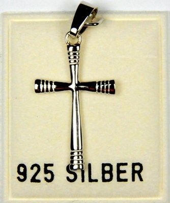 Anhänger, Kreuz, rhodiniert, ca. 25x14mm