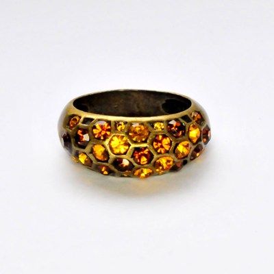 Fingerring mit Swarovski-Elements, Topaztöne, versch. Größen