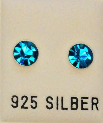 Ohrstecker, Ø 6mm, blue zircon