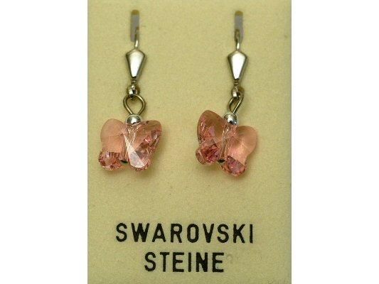 Ohrhänger mit Swarovski-Elements, Schmetterling rosé