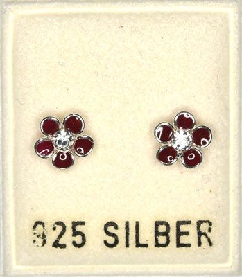 Blüte-Strassohrstecker, rot-kristall, Ø ca. 7mm