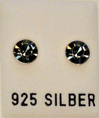 Ohrstecker, Ø 6mm, black diamond
