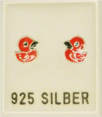 Ohrstecker, Ente, rot