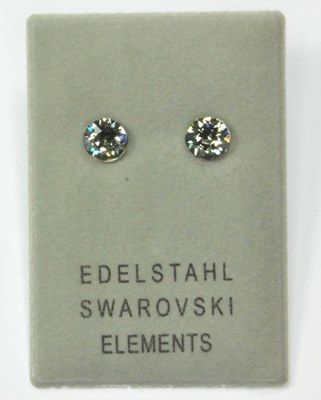 Edelstahlohrstecker mit Swarovski Elements, Chaton, black diamond