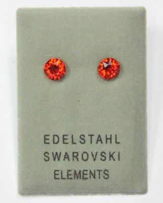 Edelstahlohrstecker mit Swarovski Elements, Chaton, light siam