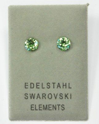 Edelstahlohrstecker mit Swarovski Elements, Chaton, peridot