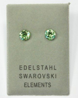 Edelstahlohrstecker mit Swarovski Elements, Chaton, peridot