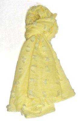 XL Karoschal mit Stofffäden, gelb