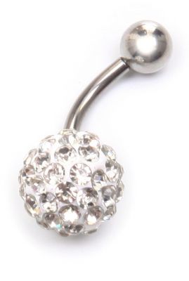 Edelstahl-Piercing, Kugel mit Strass