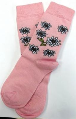 Trachtensocken, Made in Italy, Edelweiß, rosa