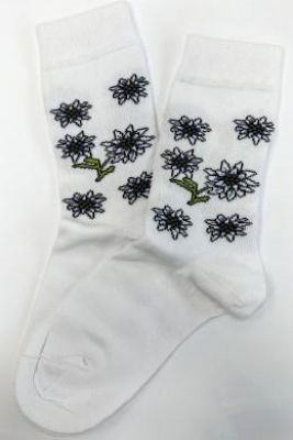 Trachtensocken, Made in Italy, Edelweiß, weiß