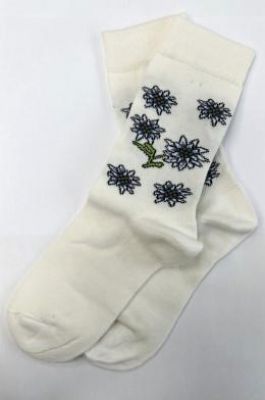 Trachtensocken, Made in Italy, Edelweiß, creme