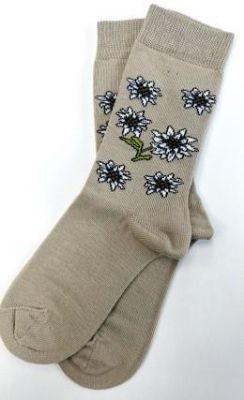 Trachtensocken, Made in Italy, Edelweiß, beige