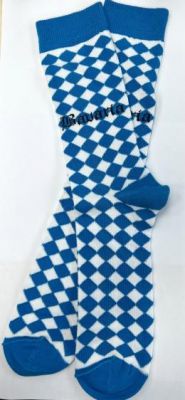 Trachtensocken, Made in Italy, Bavaria, weiß-blau