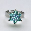 Fingerring mit Swarovski-Elements, aqua/light safir