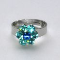 Fingerring mit Swarovski-Elements, aqua/safir