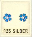 Blüte-Strassohrstecker, Blau-kristall , Ø ca. 7mm