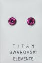 Titanohrstecker mit Swarovski Elements Chaton, fuchsia