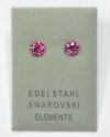 Edelstahlohrstecker mit Swarovski Elements, Chaton, fuchsia