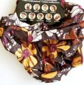 Multifunktionstuch, braun-gelb-pink-Blumen