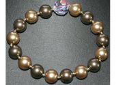 Perlenarmband, elastisch, Braun-Bronze/Kristall-AB